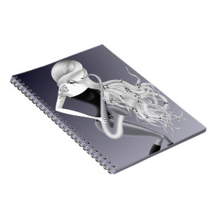 Lady Saxophonist Musician gray monochrome Notebook