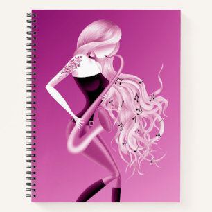 Lady Saxophonist Musician Notebook