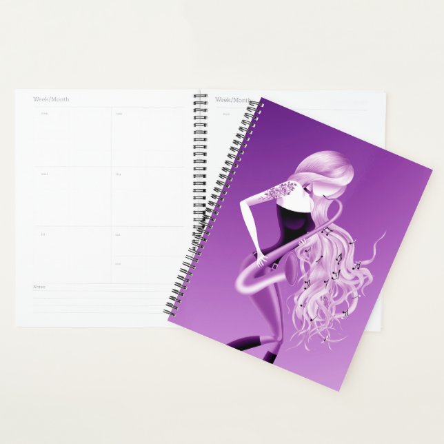 Lady Saxophonist Musician  purple Planner (Display)