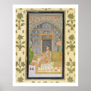 Lady seated in a Pavilion with attendants, from th Poster