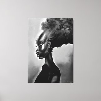 Lady Shy - Pretty African Woman - Migned Drawing
