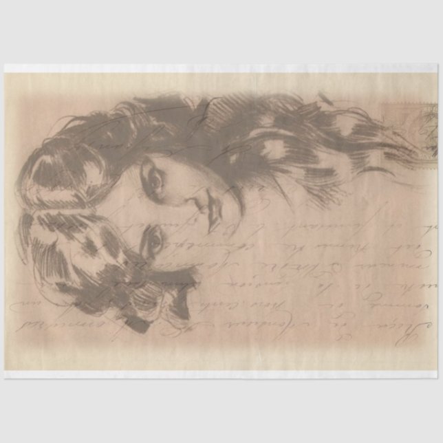 Lady Sketch Decouapge Paper (Front)