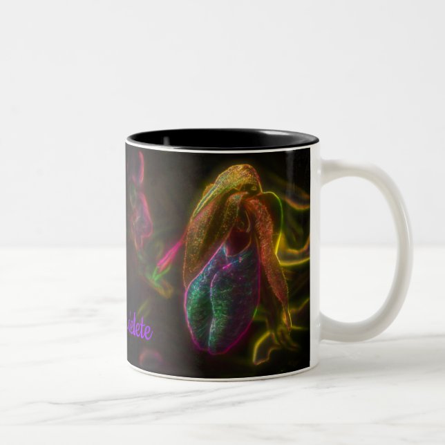 Lady Slipper Flower Art Personalized Two-Tone Coffee Mug (Right)