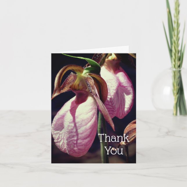 Lady Slipper Flowers Customizable Thank You Card (Front)
