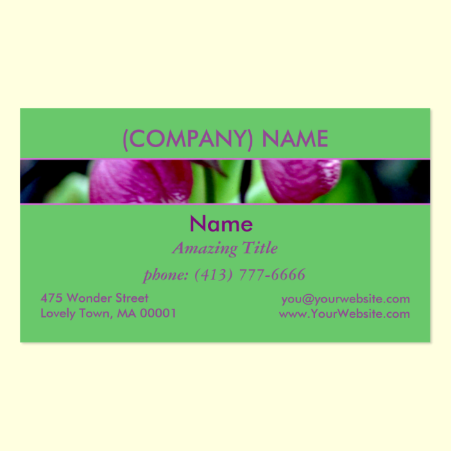 Lady Slipper I, Pink Green Garden Wild Flower Double-Sided Standard Business Cards (Pack Of 100)