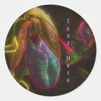 Lady Slipper Orchid Abstract Personalized Classic Round Sticker