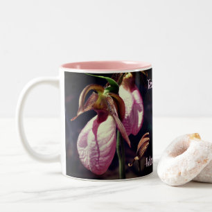 Lady Slipper Orchid Flower Pair Personalized Two-Tone Coffee Mug