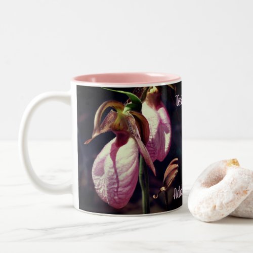 Lady Slipper Orchid Flower Pair  Personalized  Two_Tone Coffee Mug