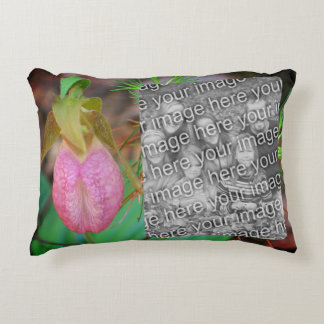 Lady Slipper Orchid Frame Add Your Photo Accent Pillow