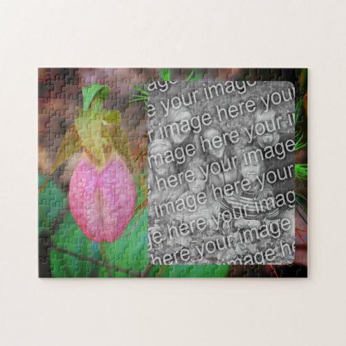 Lady Slipper Orchid Frame Add Your Photo Jigsaw Puzzle