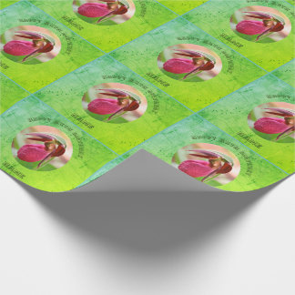 Lady Slipper Orchid Personalized Birthday  Wrapping Paper