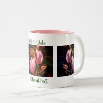 Lady Slipper Pair Flower Photography Personalized Two-tone Coffee Mug by SmilinEyesTreasures at Zazzle