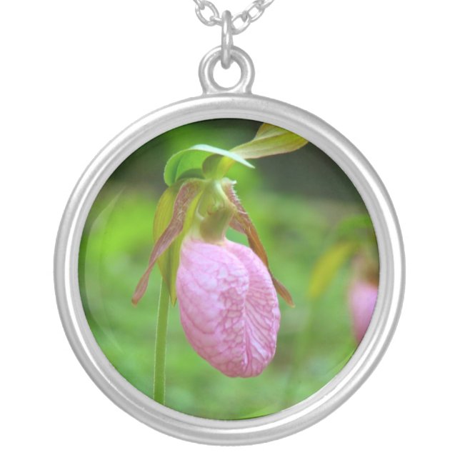 lady slipper silver plated necklace (Front)