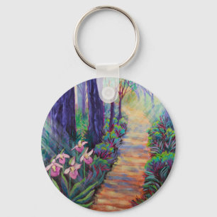 Lady Slippers on the Path Keychain