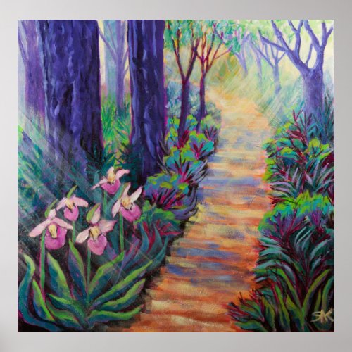 Lady Slippers on the Path Poster