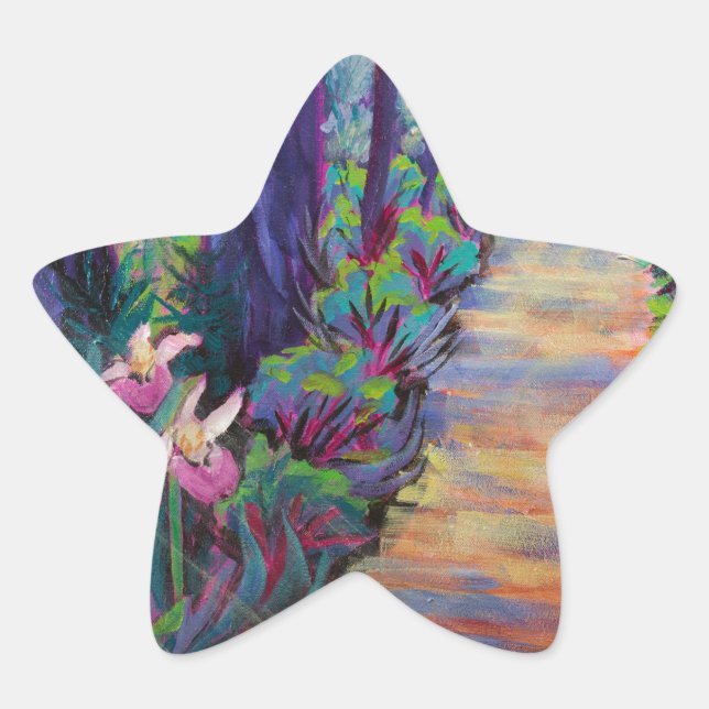Lady Slippers on the Path Star Sticker (Front)