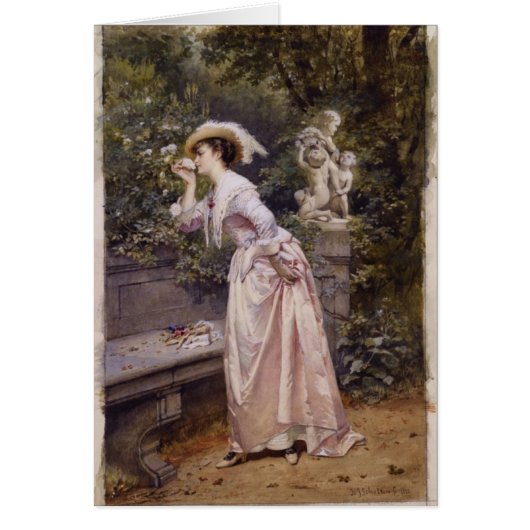 Lady Smelling Roses Cards (Front)