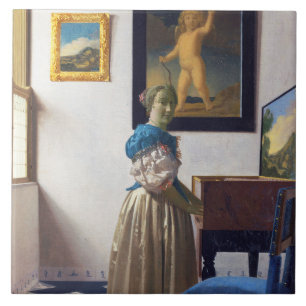 Lady Standing at a Virginal, Johannes Vermeer Ceramic Tile
