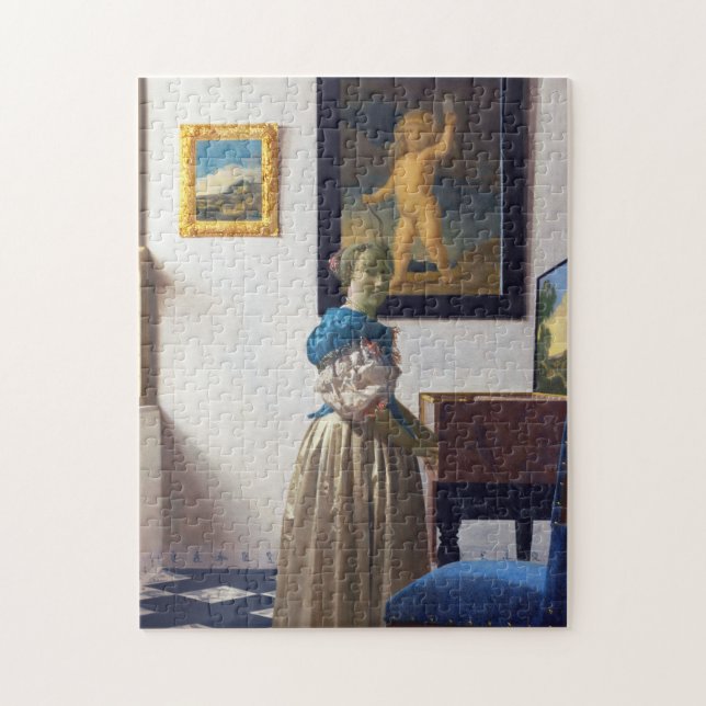 Lady Standing at a Virginal, Johannes Vermeer Jigsaw Puzzle (Vertical)