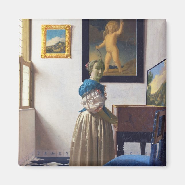 Lady Standing at a Virginal, Johannes Vermeer Magnet (Front)