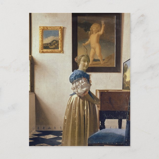 Lady standing at the Virginal, c.1672-73 Postcard (Front)