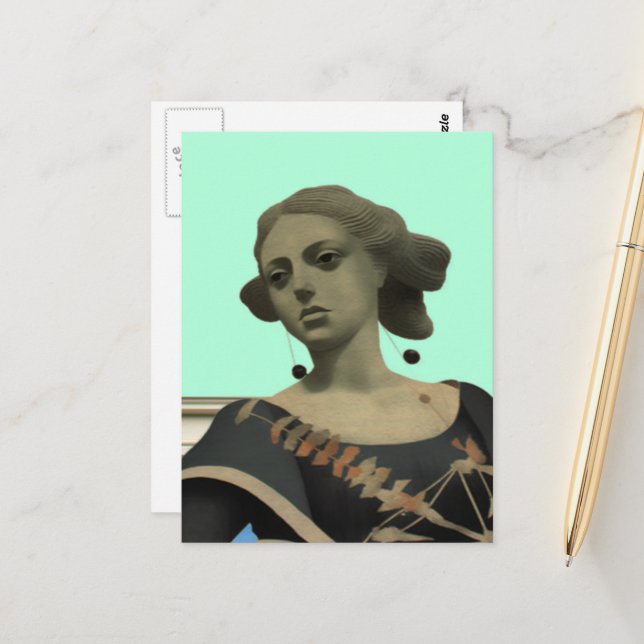 Lady Statue Postcard (Front/Back In Situ)