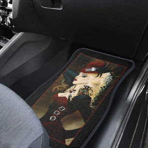 Lady Steampunk Victorian Red Car Floor Mat