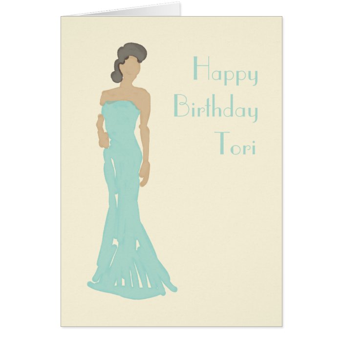 Lady strapless dress birthday greetings card