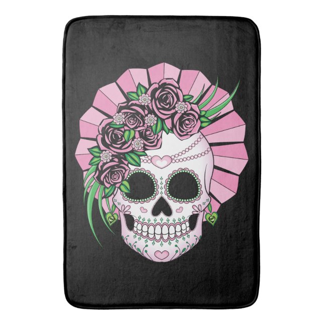 Lady Sugar Skull Bathroom Mat (Front Vertical)