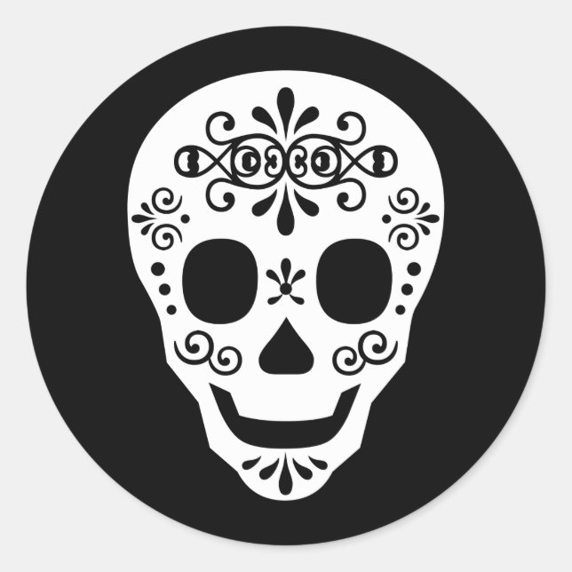 Lady Sugar Skull by Leslie Peppers Classic Round Sticker (Front)