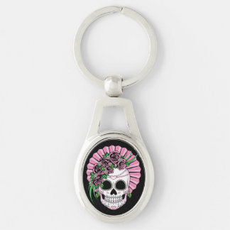 Lady Sugar Skull Keychain