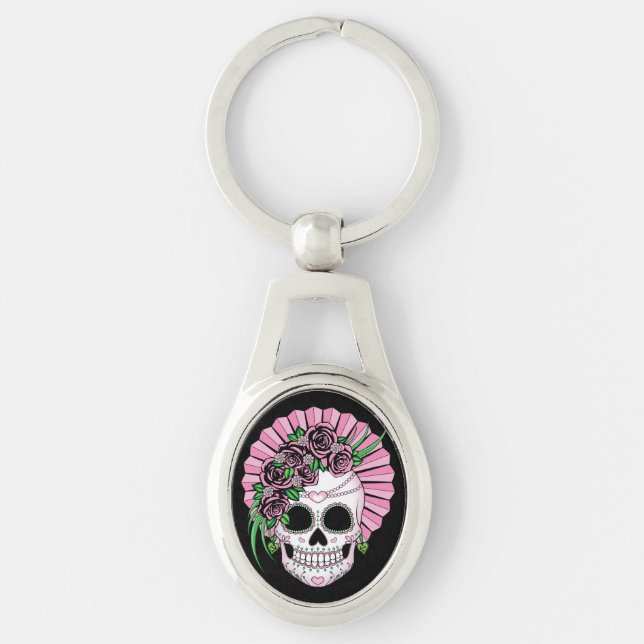 Lady Sugar Skull Keychain (Front)