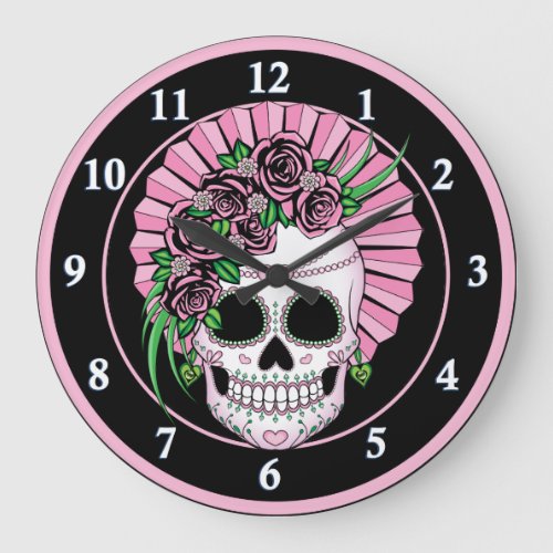 Lady Sugar Skull Large Clock