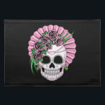 Lady Sugar Skull Placemat<br><div class="desc">Lady sugar skull with roses in hues of pink is a beautiful Dia de los Muertos skull design the ladies will love.</div>
