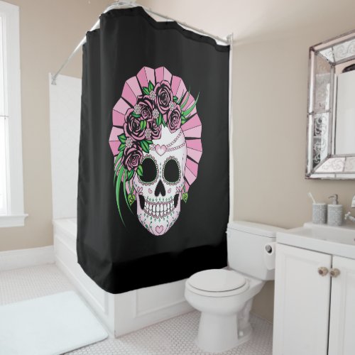 Lady Sugar Skull Shower Curtain