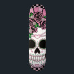 Lady Sugar Skull Skateboard<br><div class="desc">Lady sugar skull with roses in hues of pink for Dia de los Muertos (Day of the Dead).</div>