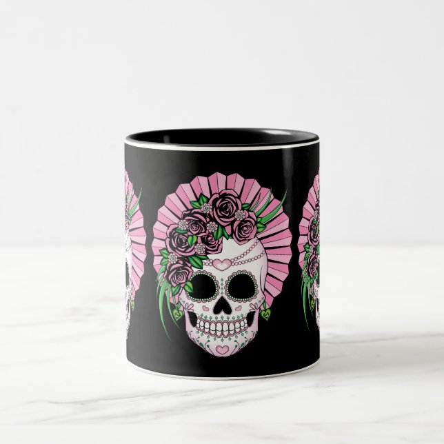 Lady Sugar Skull Two-Tone Coffee Mug (Center)