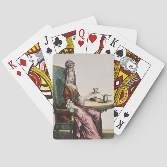 Lady Taking Coffee, fashion plate, c.1695 (engravi Poker Cards (Back)