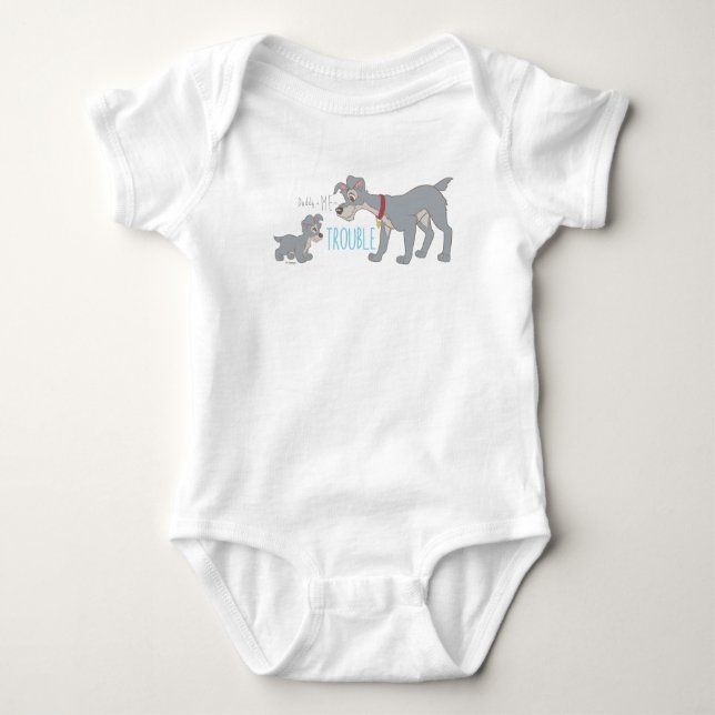 Lady & The Tramp | Dad+Me=Trouble Baby Bodysuit (Front)