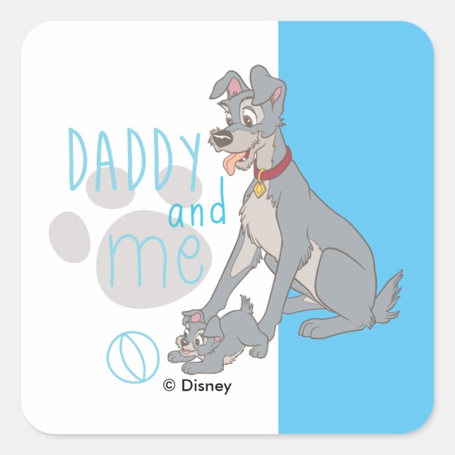 Lady & The Tramp | Daddy and Me Square Sticker (Front)