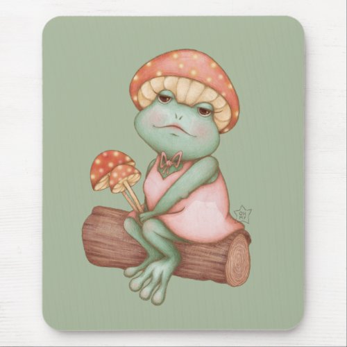 Lady Toadstool Fancy Frog Lady Portrait Mouse Pad