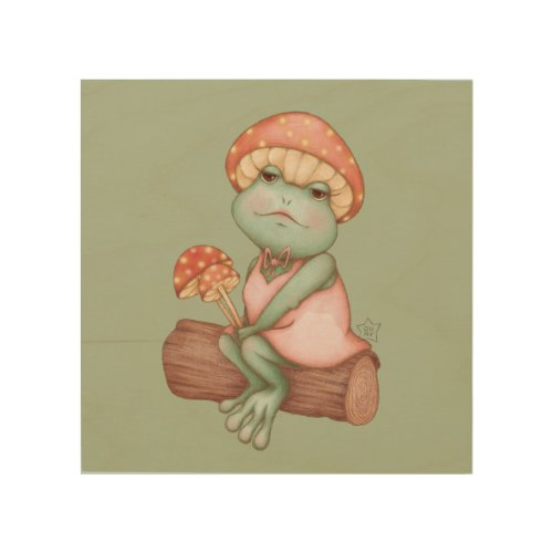 Lady Toadstool Fancy Frog Lady Portrait Wood Wall Art