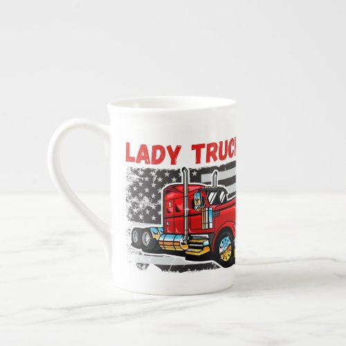 lady truckertrucker lady trucker womens trucker bone china mug