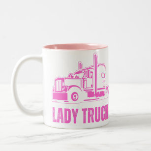Lady trucker Trucker Lady trucker womens trucker   Two-Tone Coffee Mug