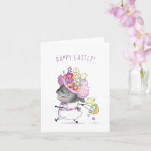 Lady Tulip black pug Easter card
