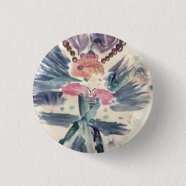 LADY TURQUOISE (WATERCOLOR) BROOCH BUTTON (Front)