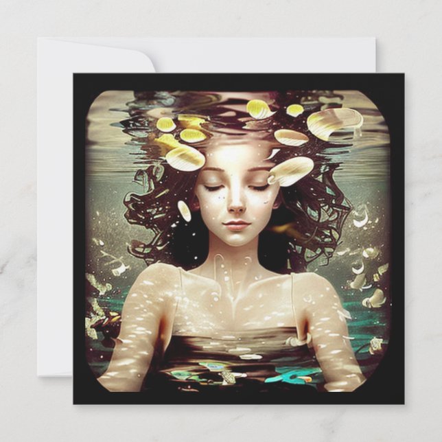 Lady Under Water, | AI Generated Artwork Card (Front)