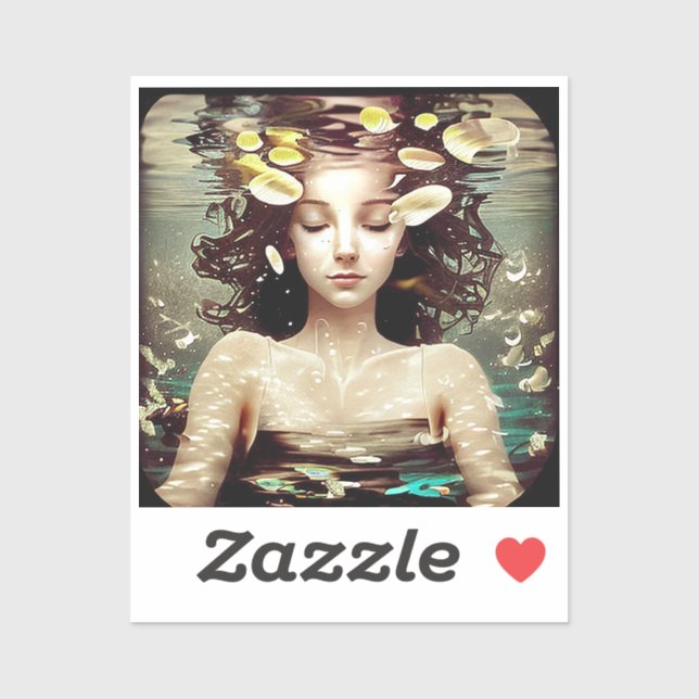 Lady Under Water, | AI Generated Artwork Sticker (Sheet)