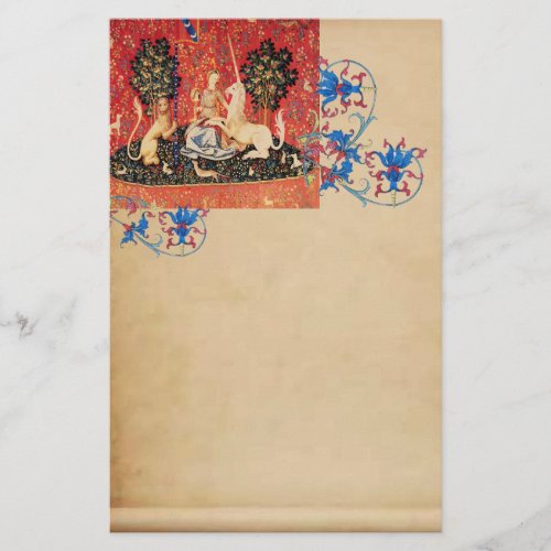 LADYUNICORNLionAnimals Antique Floral Parchment Stationery