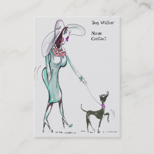 Lady Walking Dog Jubby Business Cards